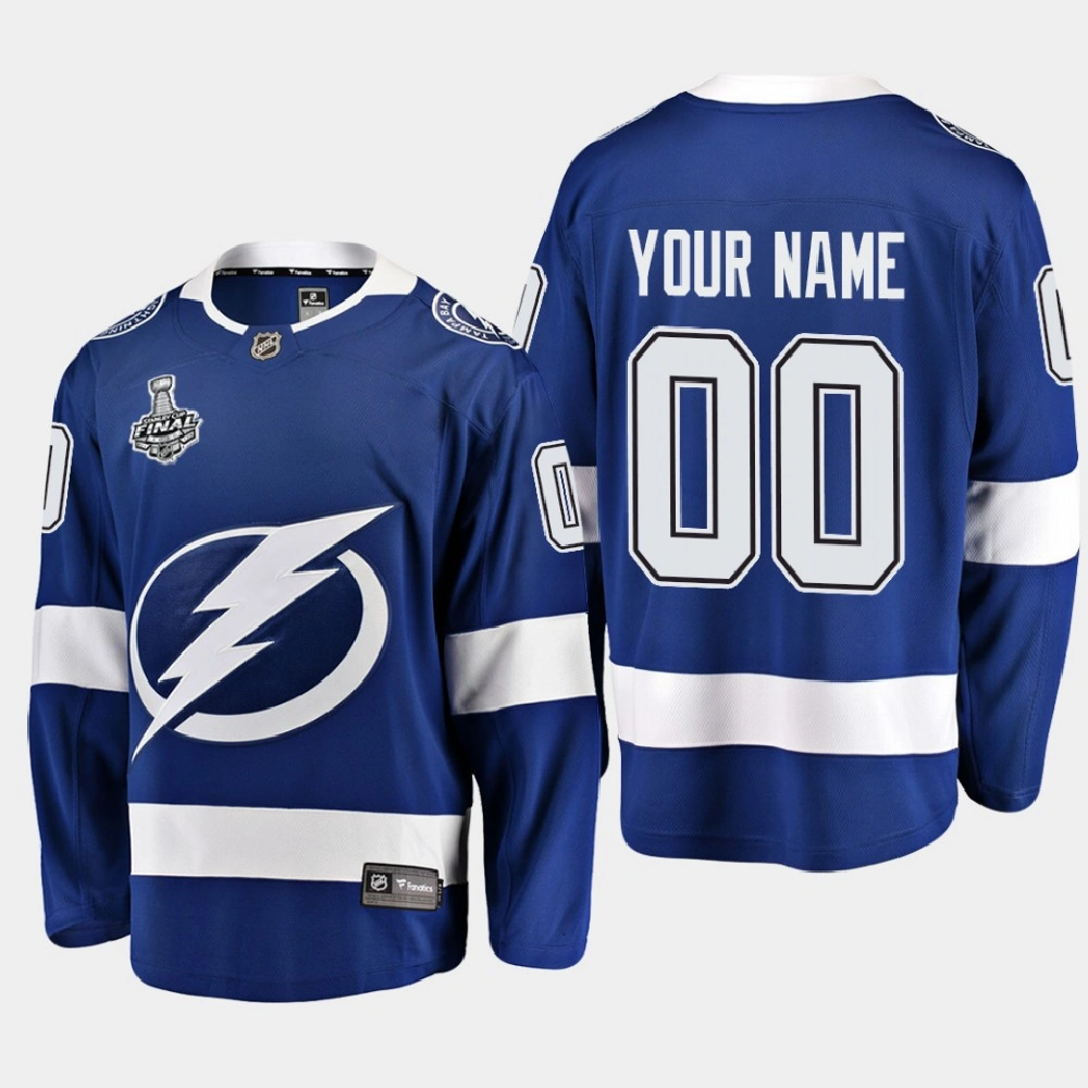 Men's Tampa Bay Lightning Custom #00 2020 Stanley Cup Final Home Breakaway Player Blue Jersey Men's Tampa Bay Lightning Custom #00 2020 Stanley Cup Final Home Breakaway Player Blue Jersey