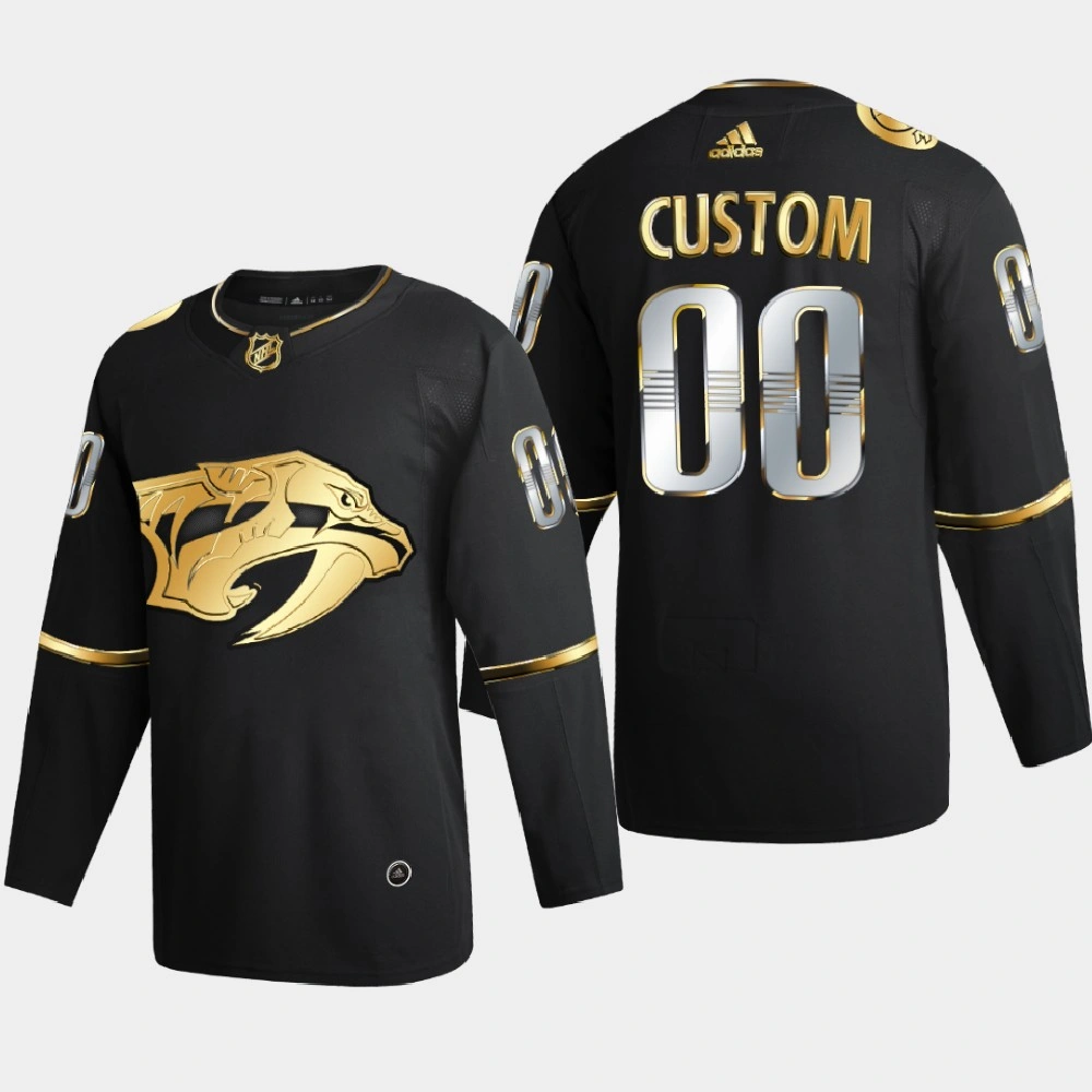 Men Nashville Predators Custom #00 2020-21 Golden Edition Limited Authentic Jersey - Black Men Nashville Predators Custom #00 2020-21 Golden Edition Limited Authentic Jersey - Black