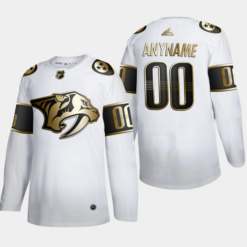Women's Nashville Predators Custom #00 NHL Golden Edition White Authentic Jersey Women's Nashville Predators Custom #00 NHL Golden Edition White Authentic Jersey