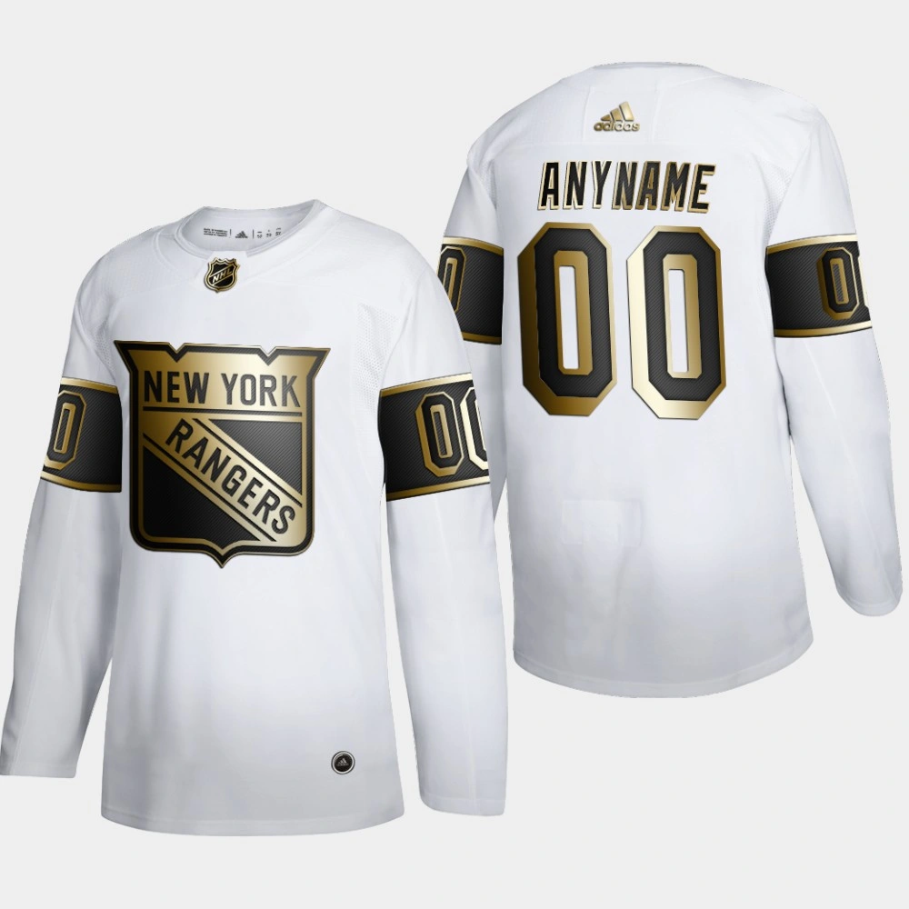 Women's New York Rangers Custom #00 NHL Golden Edition White Authentic Jersey Women's New York Rangers Custom #00 NHL Golden Edition White Authentic Jersey