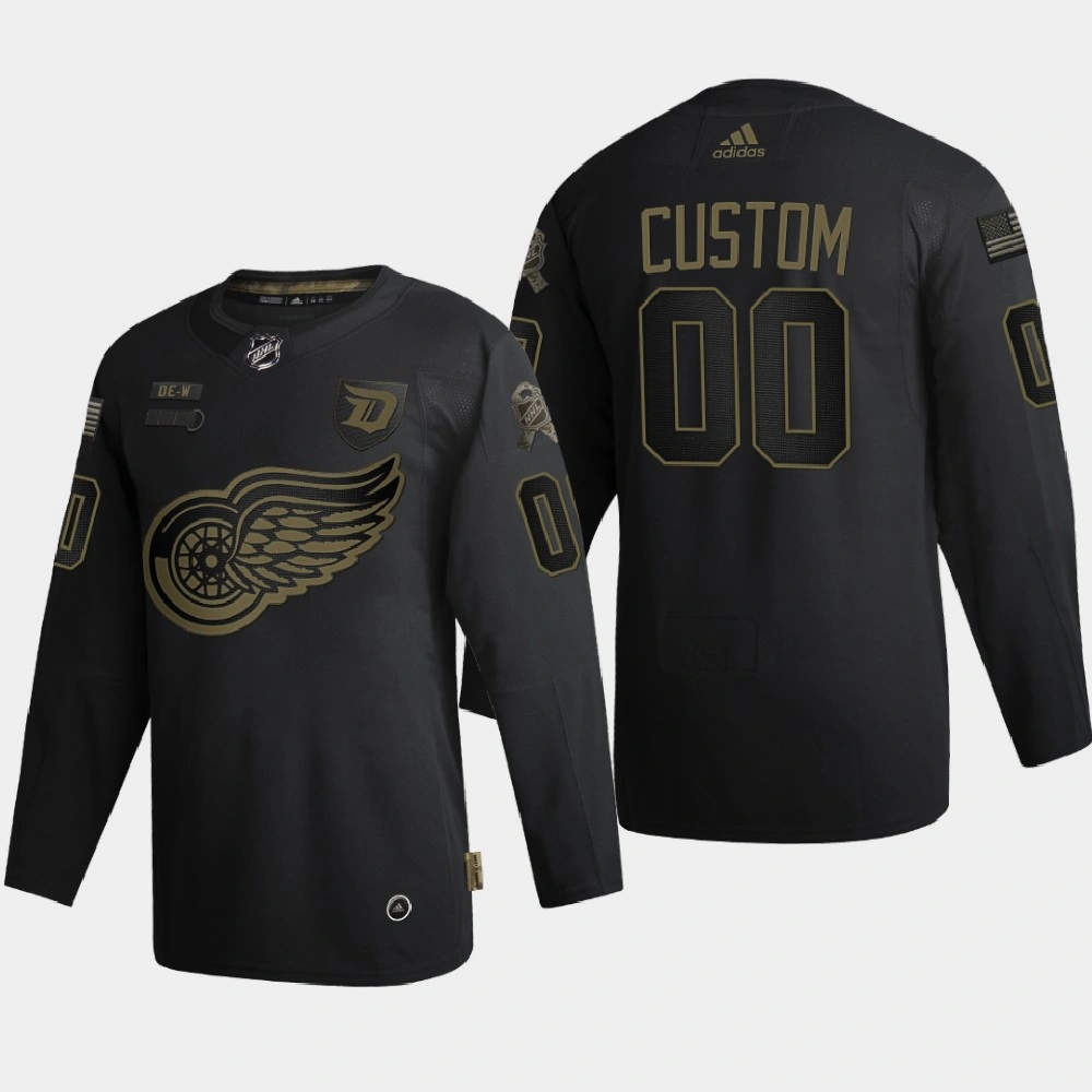 Men Detroit Red Wings Custom #00 2020 Veterans Day Authentic Black Jersey Men Detroit Red Wings Custom #00 2020 Veterans Day Authentic Black Jersey