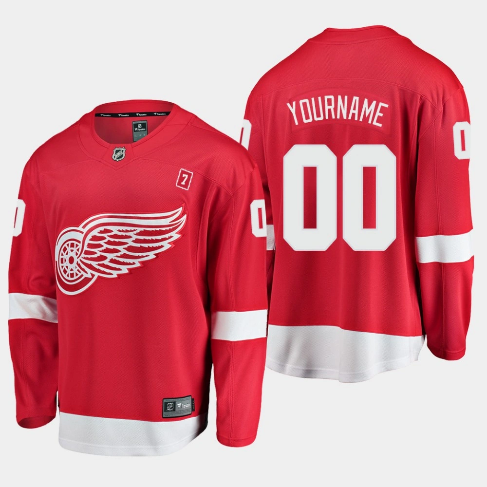 Men's Detroit Red Wings Custom #00 Home Red Jersey with Patch Seven Men's Detroit Red Wings Custom #00 Home Red Jersey with Patch Seven