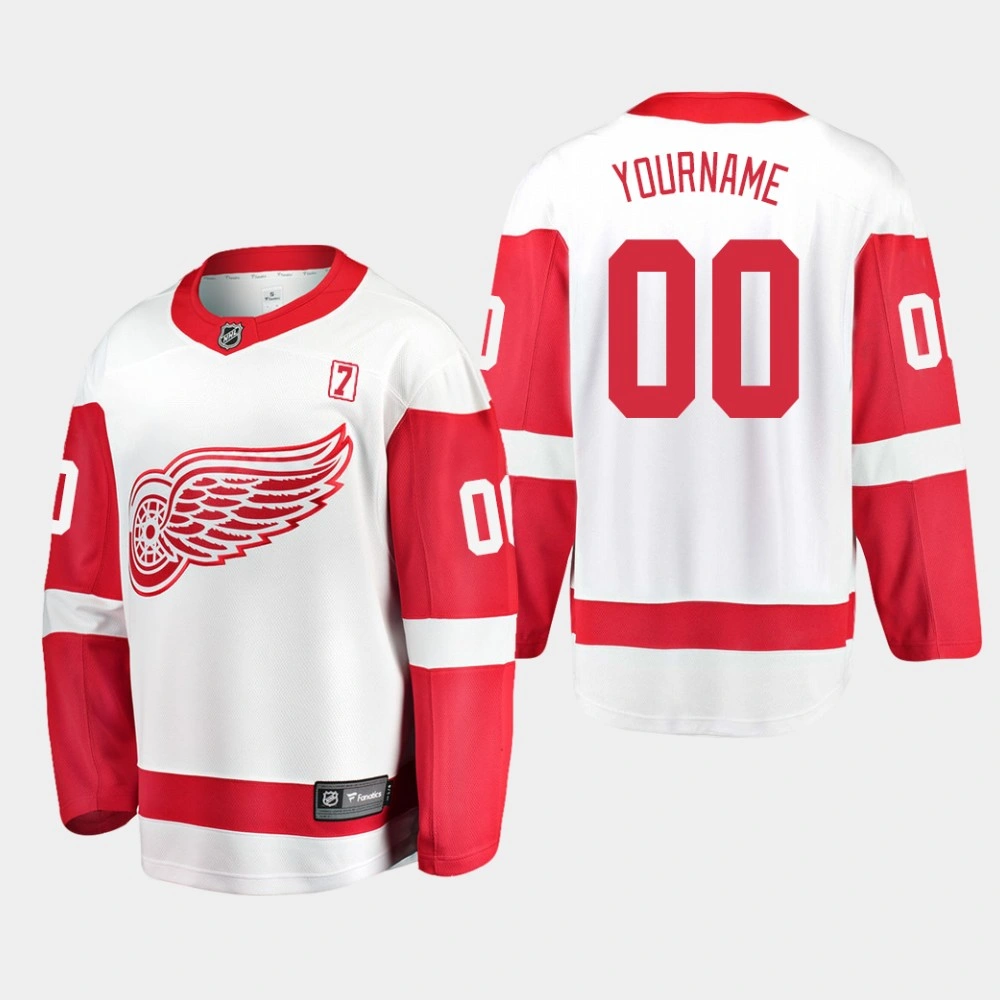 Custom #00 Detroit Red Wings Away White Men's Jersey with Patch Seven Custom #00 Detroit Red Wings Away White Men's Jersey with Patch Seven