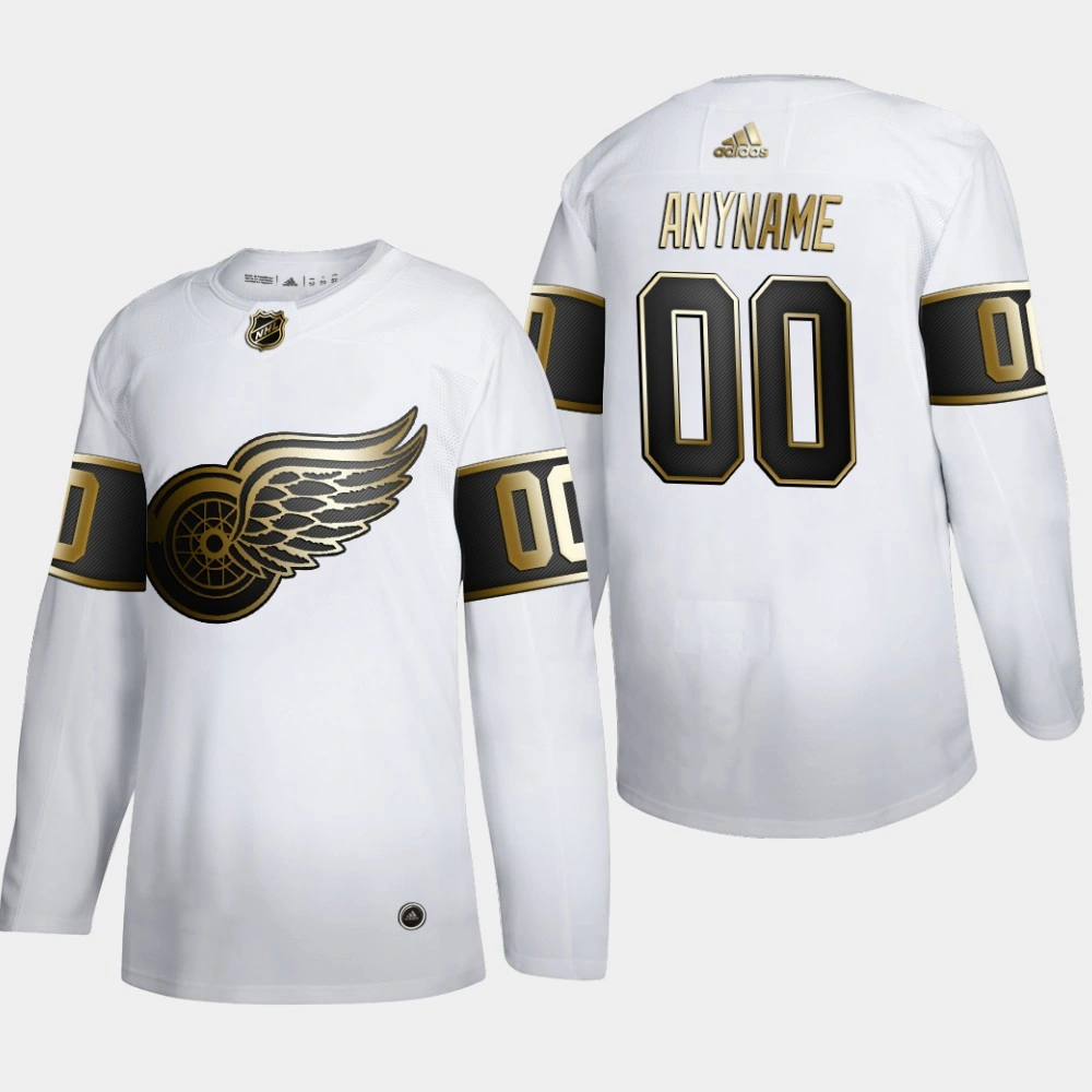 Women's Detroit Red Wings Custom #00 NHL Golden Edition White Authentic Jersey