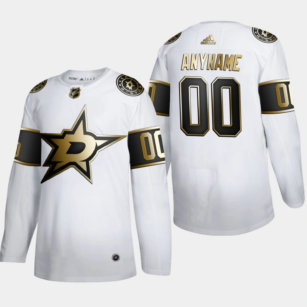 Women's Dallas Stars Custom #00 NHL Golden Edition White Authentic Jersey