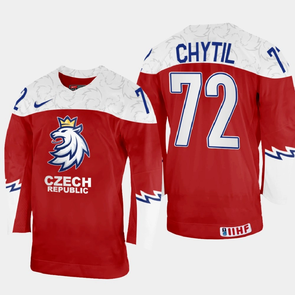 Women's Filip Chytil Away Czech Republic Jersey Red #72 Uniform Women's Filip Chytil Away Czech Republic Jersey Red #72 Uniform
