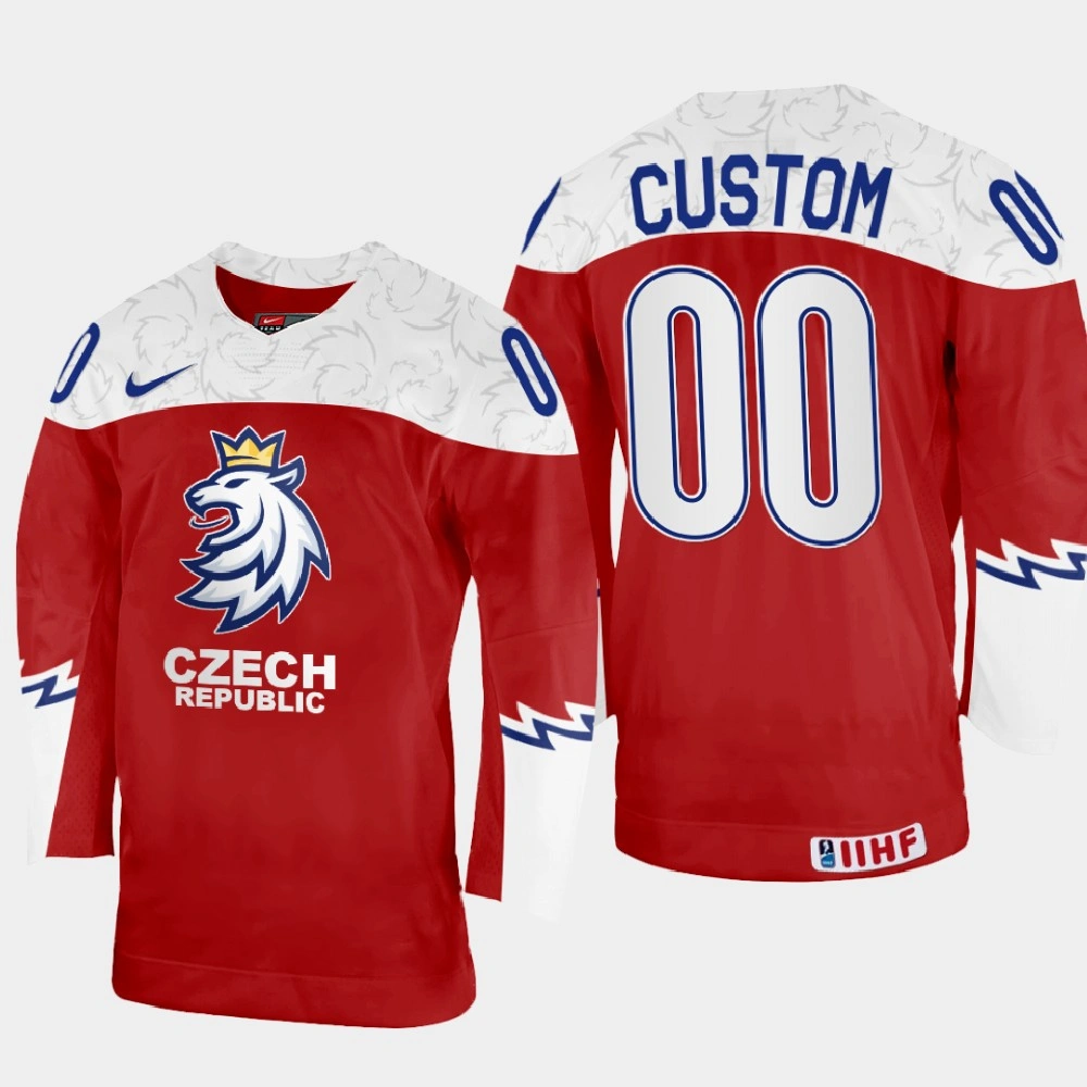 Czechia #00 Custom 2022 IIHF World Championship Red Away Jersey Czechia #00 Custom 2022 IIHF World Championship Red Away Jersey