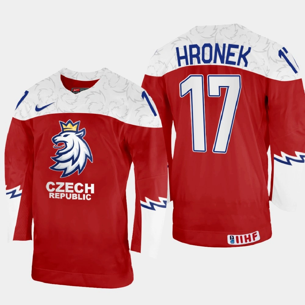 Women's Czechia #17 Filip Hronek 2022 IIHF World Championship Red Away Jersey Women's Czechia #17 Filip Hronek 2022 IIHF World Championship Red Away Jersey