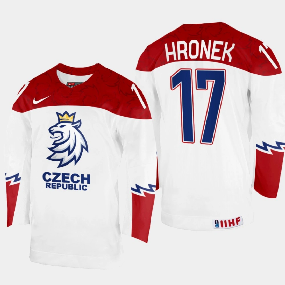 Youth Filip Hronek 2022 IIHF World Championship Czechia Hockey Jersey White #17 Uniform