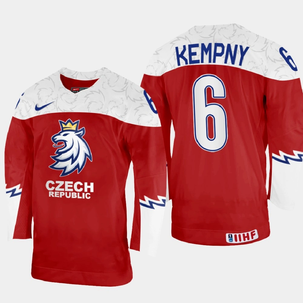 Youth Czechia #6 Michal Kempny 2022 IIHF World Championship Red Away Jersey Youth Czechia #6 Michal Kempny 2022 IIHF World Championship Red Away Jersey