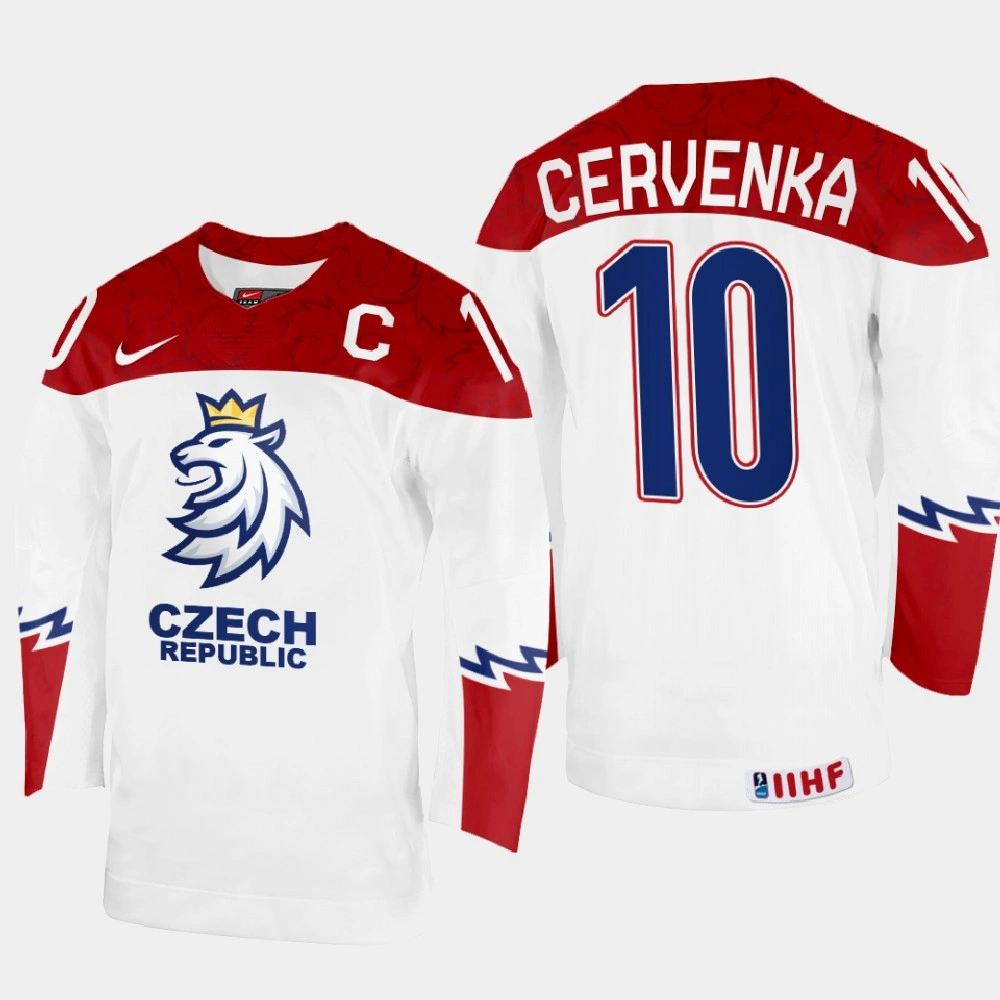 Youth Roman Cervenka 2022 IIHF World Championship Czechia Hockey Jersey White #10 Uniform
