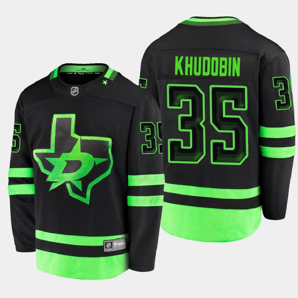 Women's Dallas Stars Anton Khudobin #35 Alternate 2020-21 Blackout Breakaway Player Black Jersey