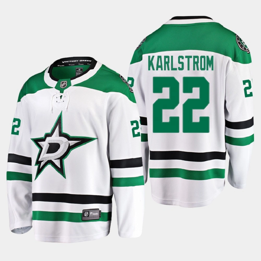 Men's Dallas Stars Fredrik Karlstrom #22 Away Breakaway Player White Jersey