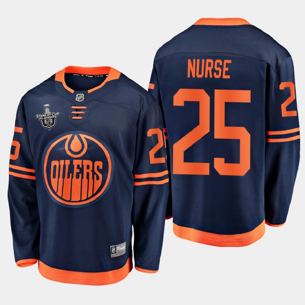 Youth Edmonton Oilers Darnell Nurse #25 2020 Stanley Cup Playoffs Alternate Navy Jersey
