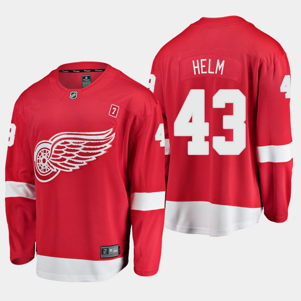 Youth Detroit Red Wings Darren Helm #43 Home Red Jersey with Patch Seven