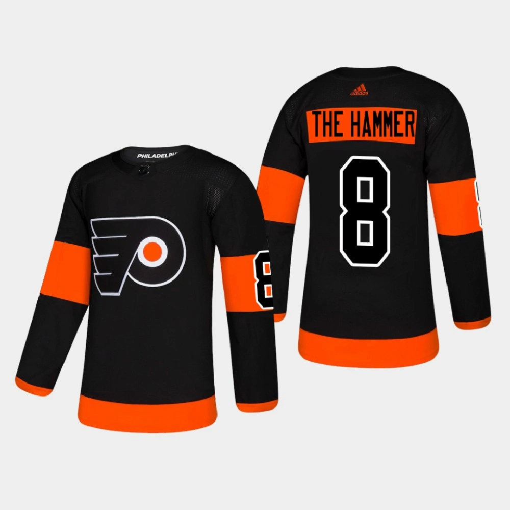 Men's Philadelphia Flyers Dave Schultz #8 Retired Player Nikename Alternate Authentic Black Jersey
