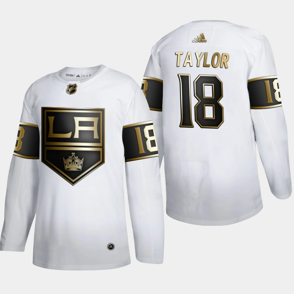 Youth Los Angeles Kings Dave Taylor #18 NHL Golden Edition White Retired Authentic Jersey Youth Los Angeles Kings Dave Taylor #18 NHL Golden Edition White Retired Authentic Jersey