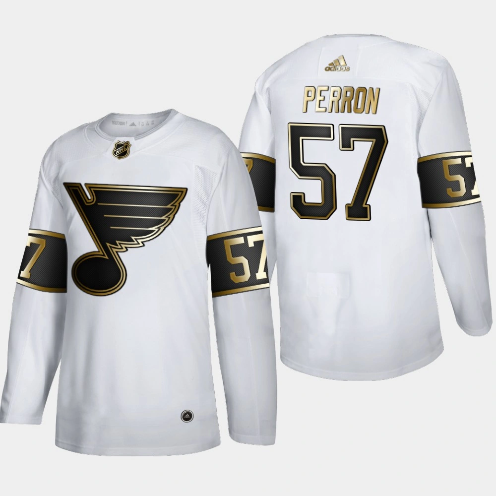 Women's St. Louis Blues David Perron #57 NHL Golden Edition White Authentic Jersey