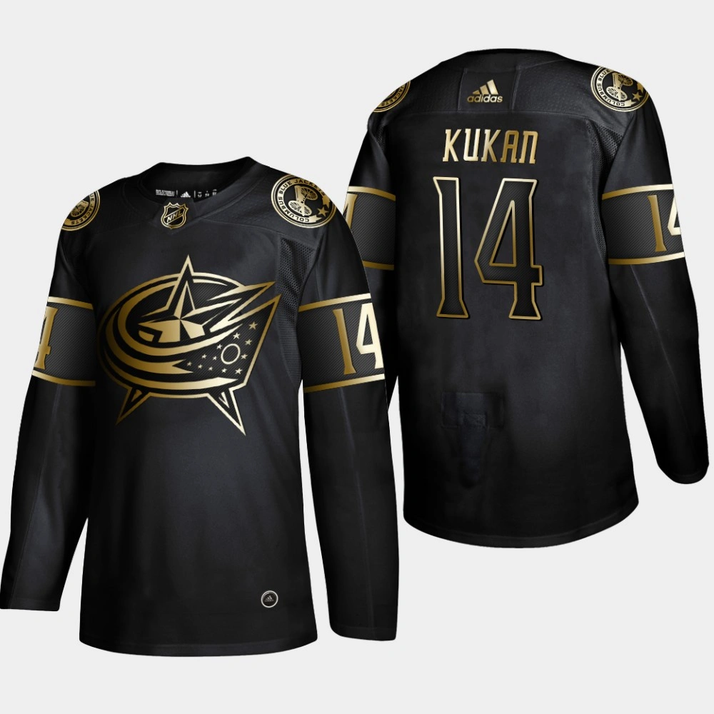 Men's Columbus Blue Jackets Dean Kukan 2019 NHL Golden Edition Authentic Player Black Jersey Men's Columbus Blue Jackets Dean Kukan 2019 NHL Golden Edition Authentic Player Black Jersey
