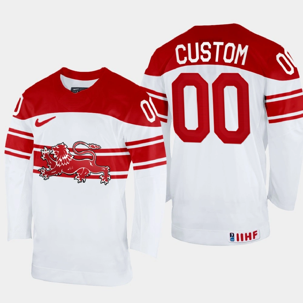 Denmark #00 Custom 2022 IIHF World Championship White Home Jersey Denmark #00 Custom 2022 IIHF World Championship White Home Jersey