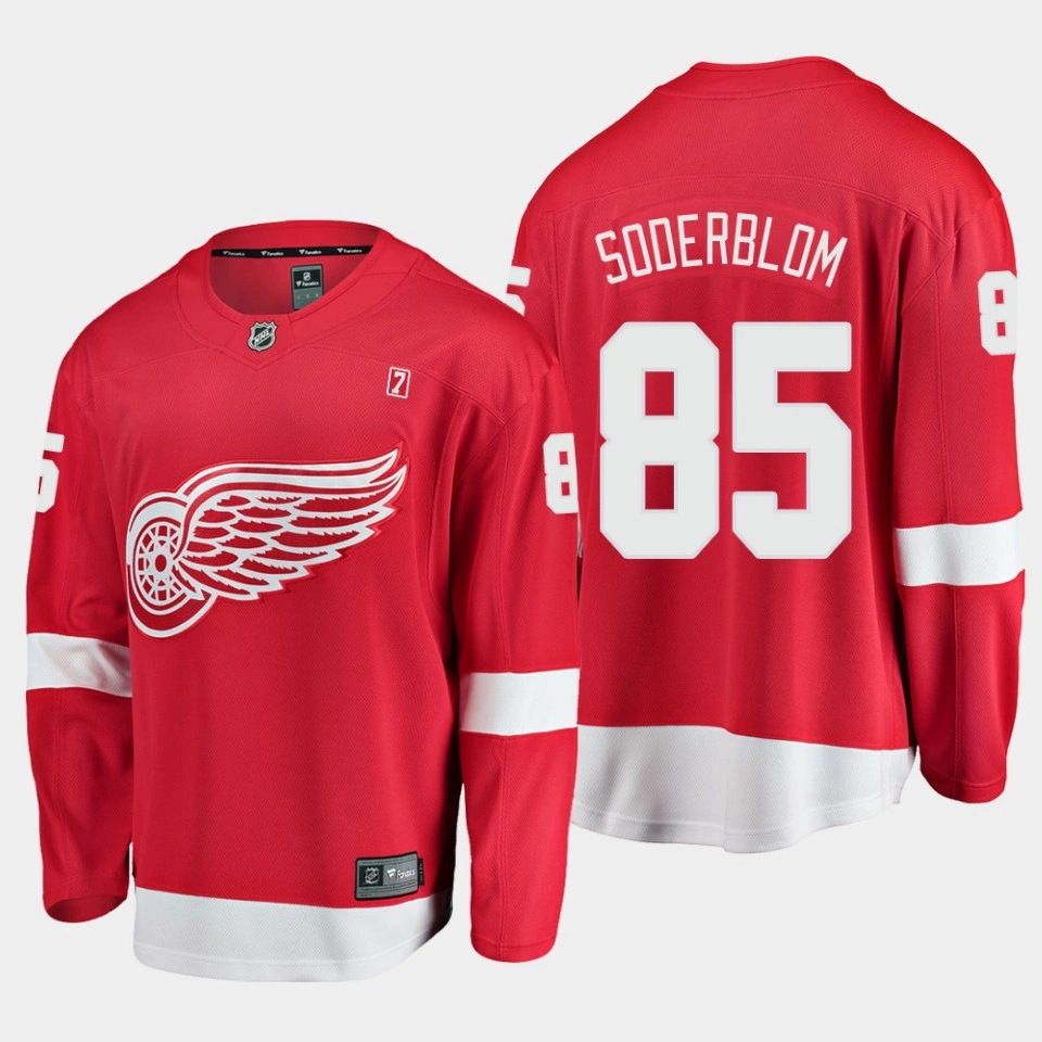 Detroit Red Wings Elmer Soderblom Home Red #85 Jersey Breakaway Player