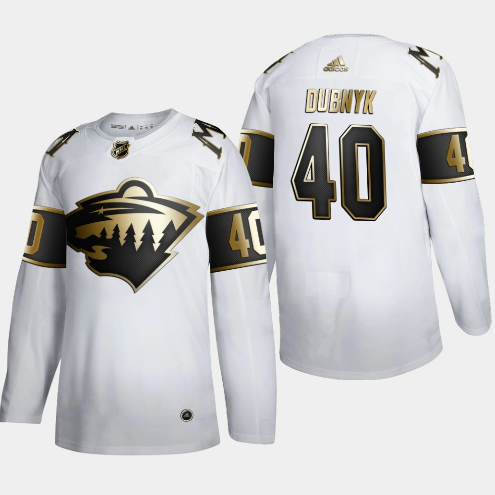 Youth Minnesota Wild Devan Dubnyk #40 NHL Golden Edition White Authentic Jersey