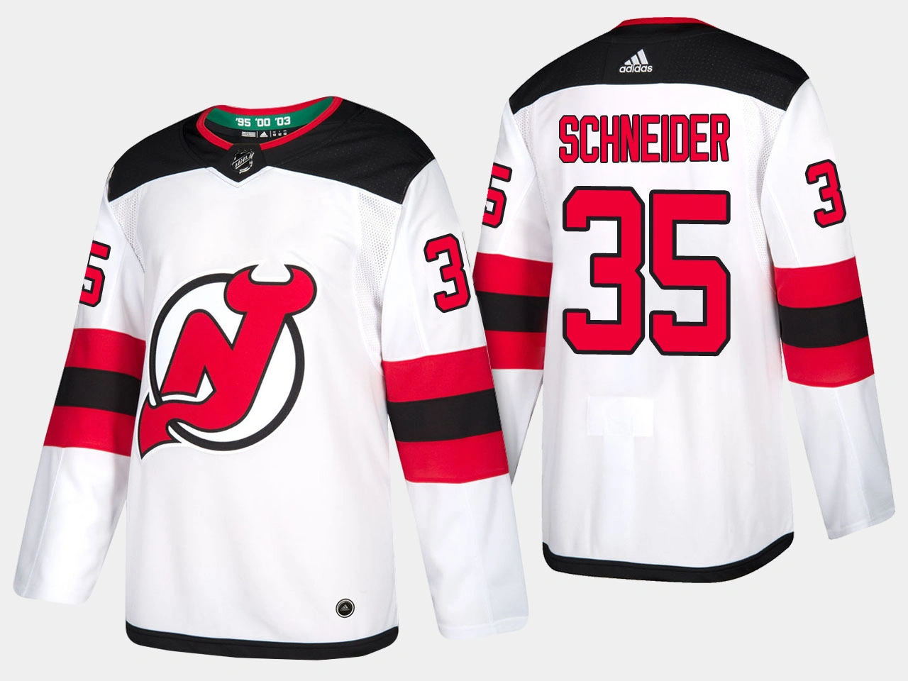 New Jersey Devils #35 Cory Schneider Road Adidas Authentic Player White Jersey New Jersey Devils #35 Cory Schneider Road Adidas Authentic Player White Jersey