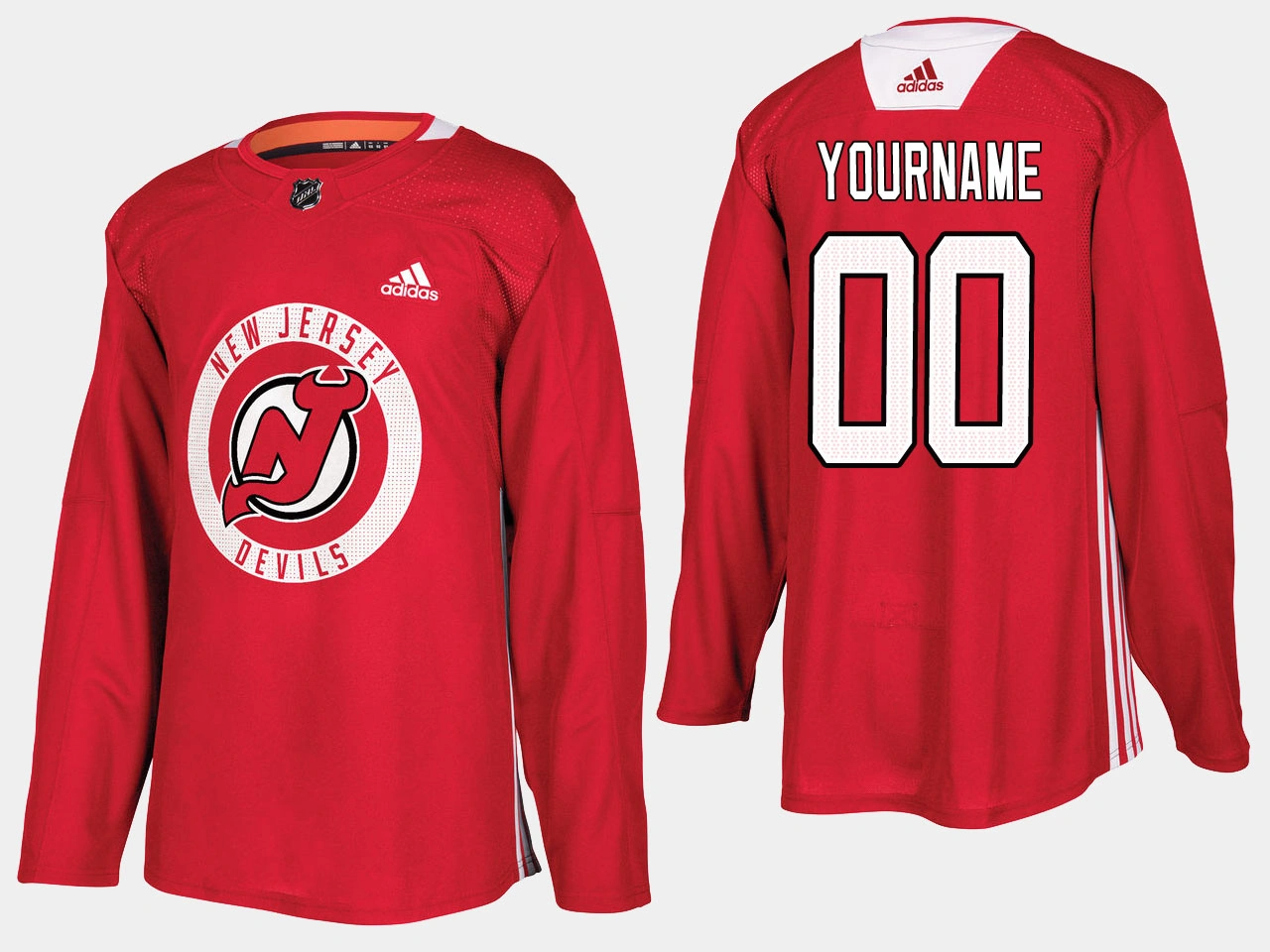 New Jersey Devils #00 Custom Home Adidas Player Practice Red Jersey New Jersey Devils #00 Custom Home Adidas Player Practice Red Jersey