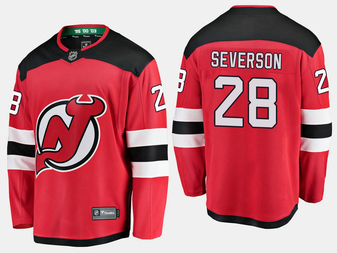 New Jersey Devils #28 Damon Severson Home Breakaway Player Red Jersey