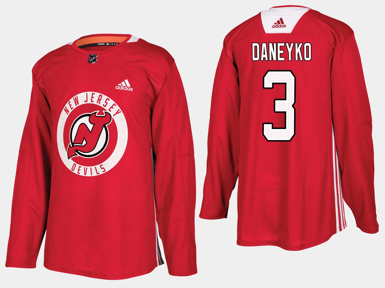 New Jersey Devils #3 Retired Ken Daneyko Home Adidas Player Practice Red Jersey New Jersey Devils #3 Retired Ken Daneyko Home Adidas Player Practice Red Jersey