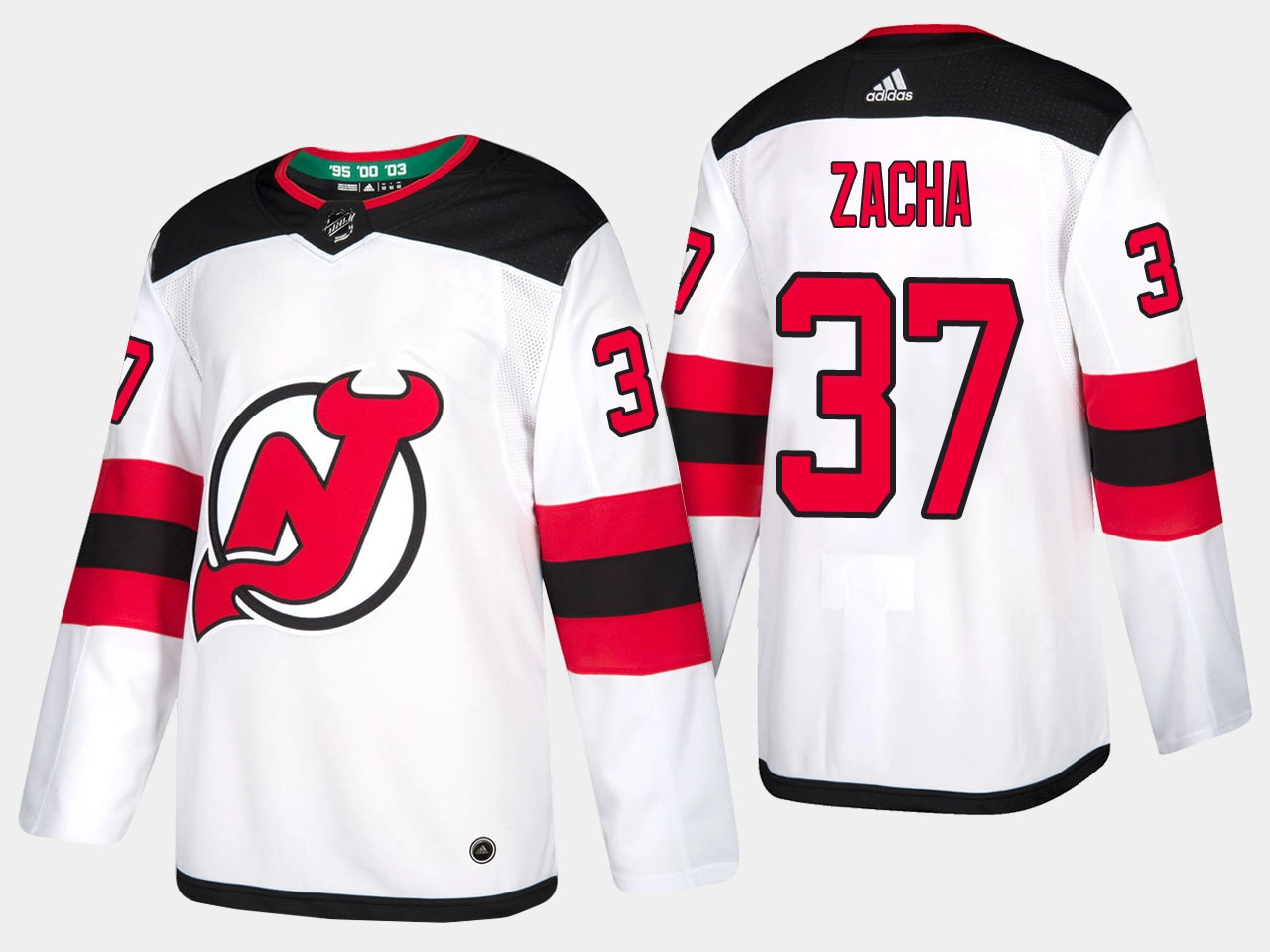 New Jersey Devils #37 Pavel Zacha Road Adidas Authentic Player White Jersey New Jersey Devils #37 Pavel Zacha Road Adidas Authentic Player White Jersey