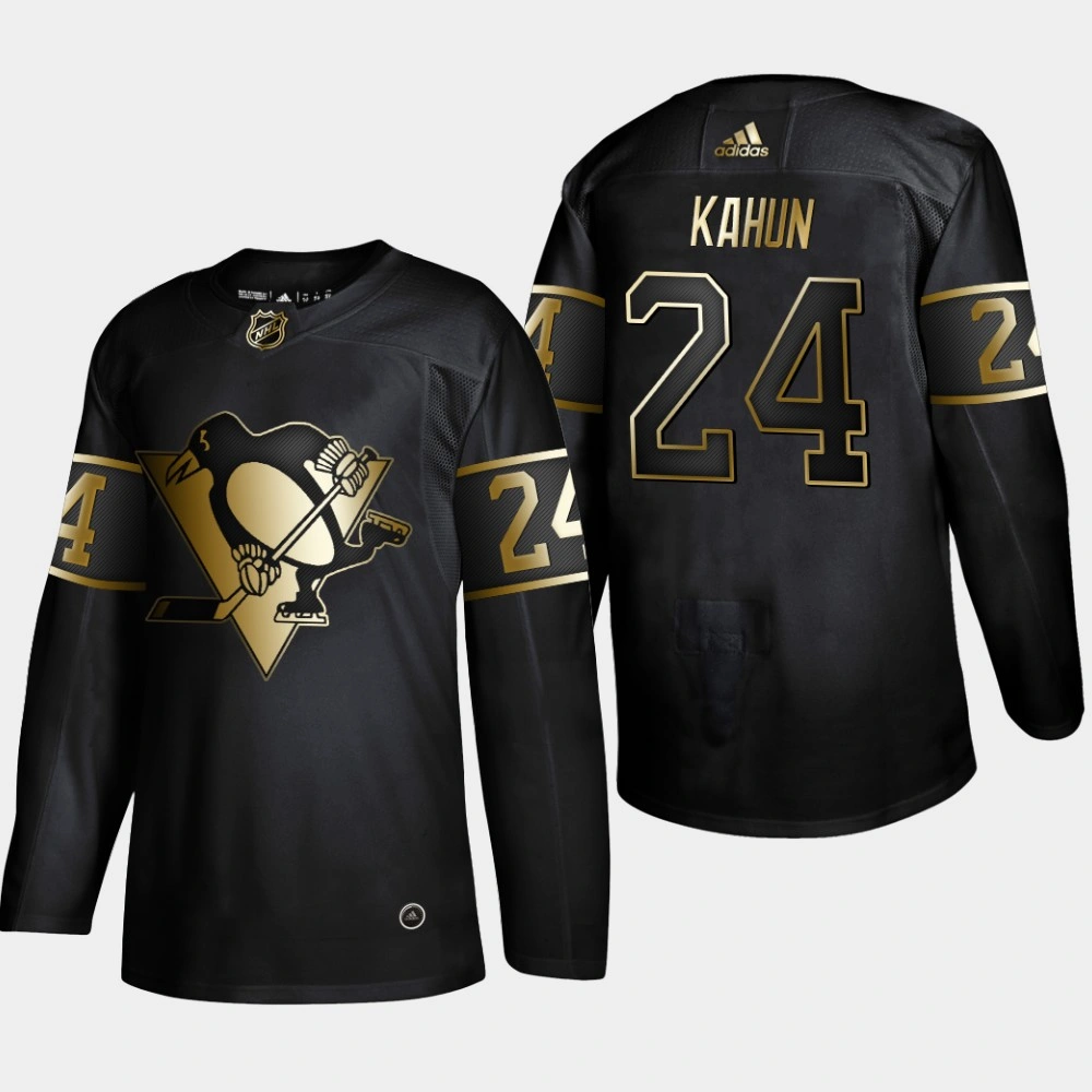 Men's Pittsburgh Penguins Dominik Kahun #24 NHL Golden Edition Black Authentic Jersey Men's Pittsburgh Penguins Dominik Kahun #24 NHL Golden Edition Black Authentic Jersey