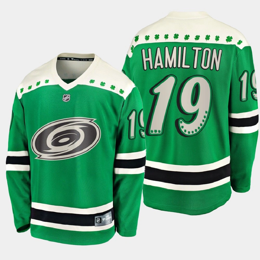 Women's Carolina Hurricanes Dougie Hamilton #19 2021 St. Patrick's Day Green Jersey