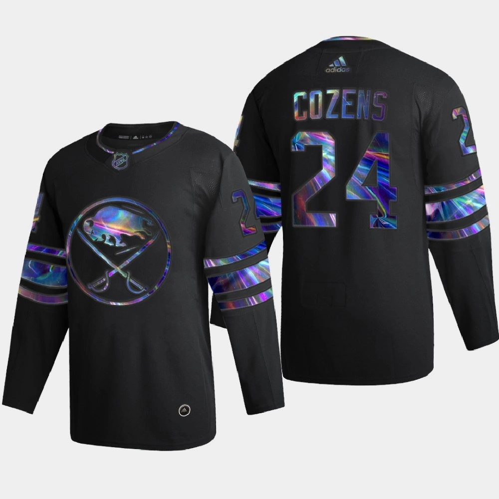 Men's Buffalo Sabres Dylan Cozens #24 Iridescent Holographic Authentic Black Jersey