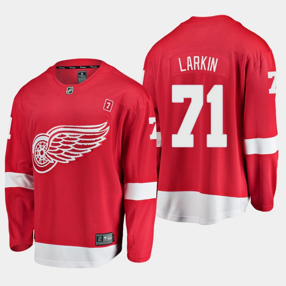 Men's Detroit Red Wings Dylan Larkin #71 Home Red Jersey with Patch Seven