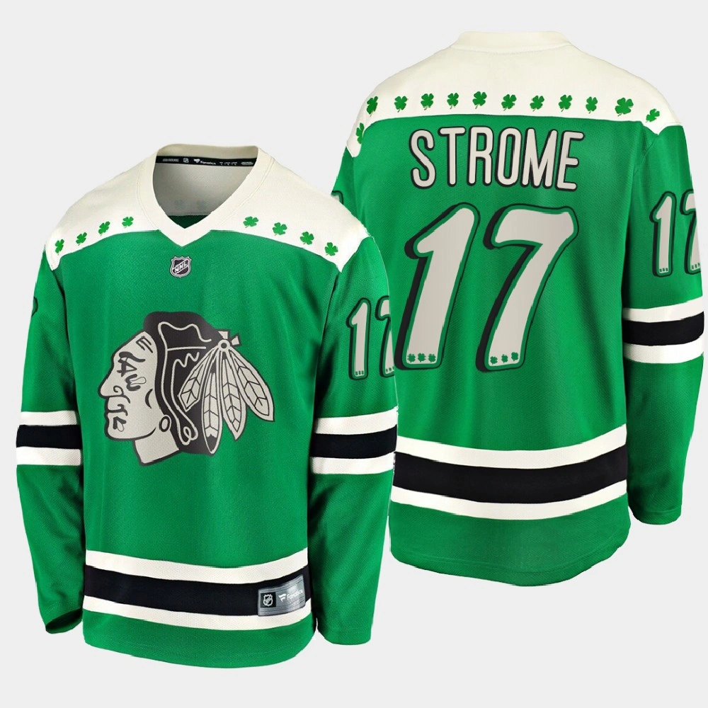 Women's Chicago Blackhawks Dylan Strome #17 2021 St. Patrick's Day Green Jersey