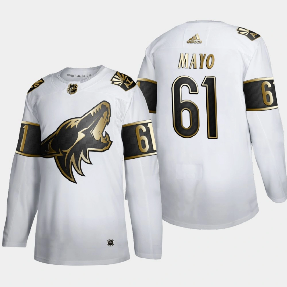 Women's Arizona Coyotes Dysin Mayo #61 Authentic NHL Golden Edition White Jersey - Men's