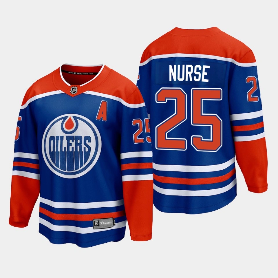 Edmonton Oilers Darnell Nurse 2022-23 Home Royal #25 Jersey Premier Edmonton Oilers Darnell Nurse 2022-23 Home Royal #25 Jersey Premier