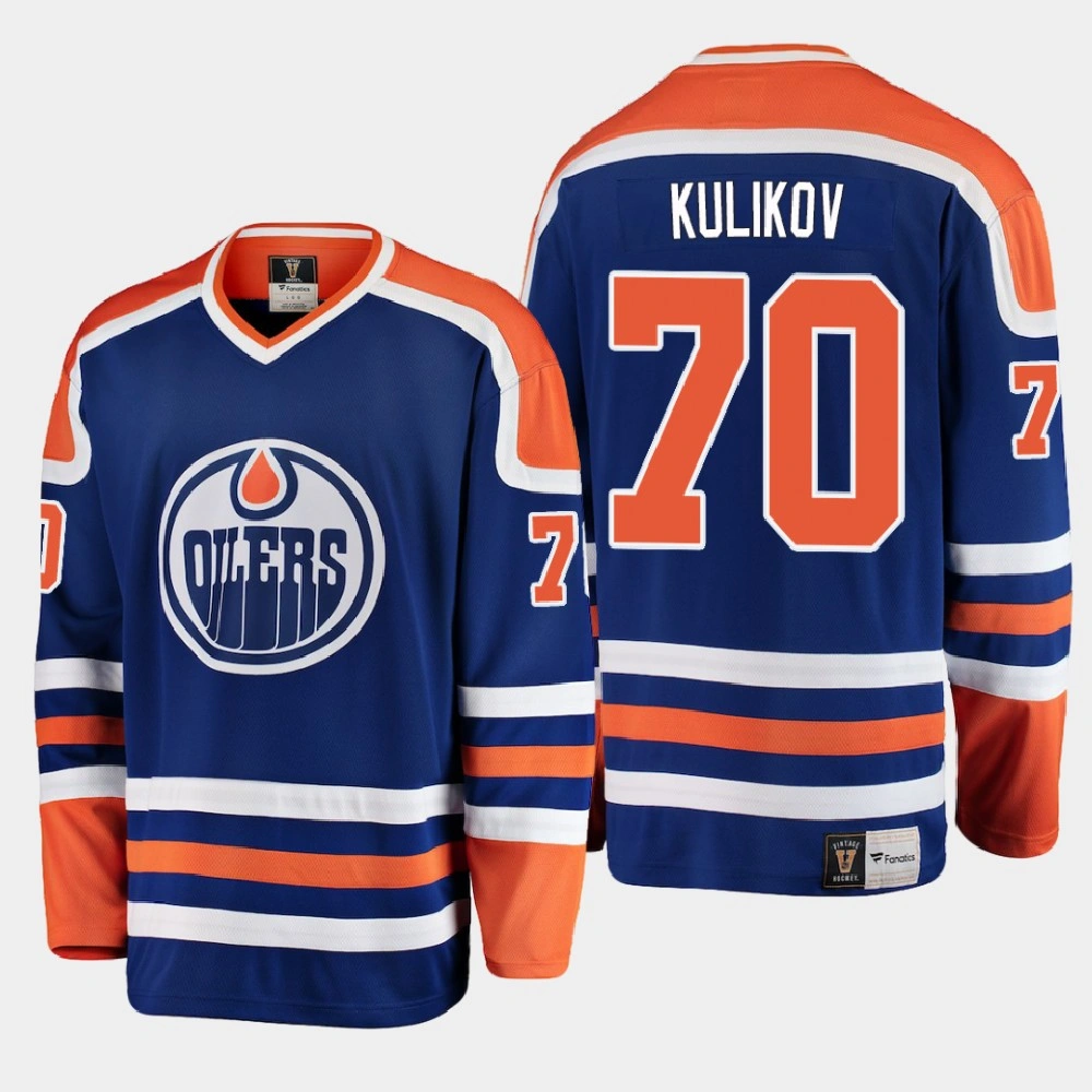 Women's Edmonton Oilers Dmitry Kulikov #70 Heritage 2021 Blue Jersey
