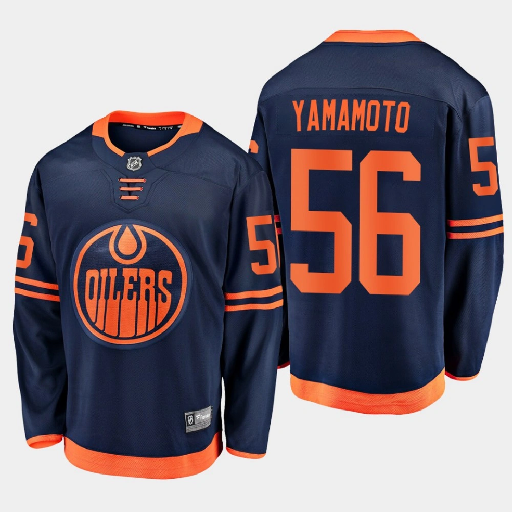 Men's Edmonton Oilers Kailer Yamamoto #56 Alternate 2021 Navy Jersey Men's Edmonton Oilers Kailer Yamamoto #56 Alternate 2021 Navy Jersey