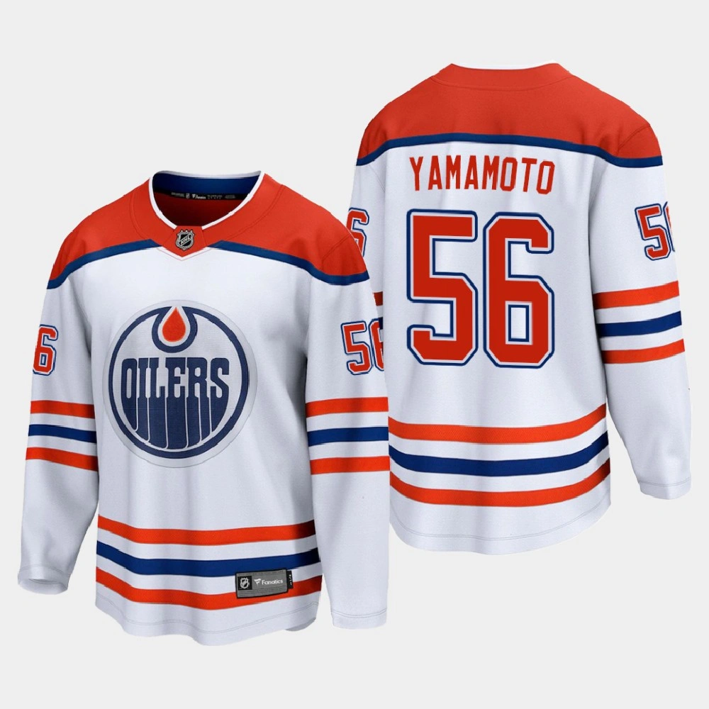 Men's Edmonton Oilers Kailer Yamamoto #56 Special Edition 2021 White Jersey Men's Edmonton Oilers Kailer Yamamoto #56 Special Edition 2021 White Jersey