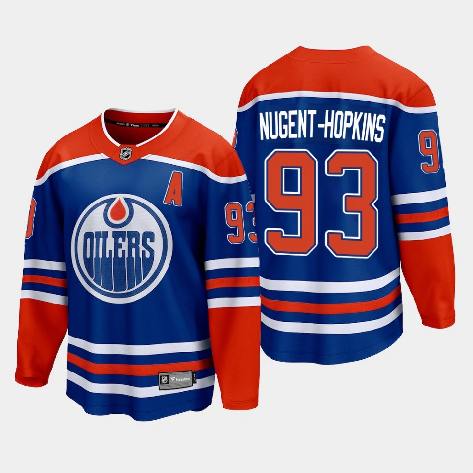 Youth Edmonton Oilers Ryan Nugent-Hopkins 2022-23 Home Royal #93 Jersey Premier Youth Edmonton Oilers Ryan Nugent-Hopkins 2022-23 Home Royal #93 Jersey Premier