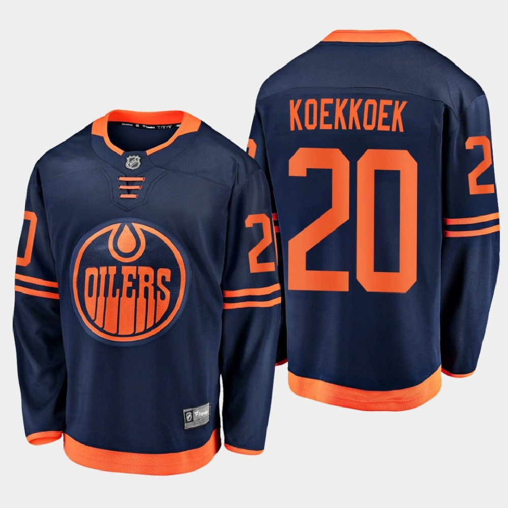 Women's Edmonton Oilers Slater Koekkoek #20 Alternate 2020-21 Breakaway Player Navy Jersey