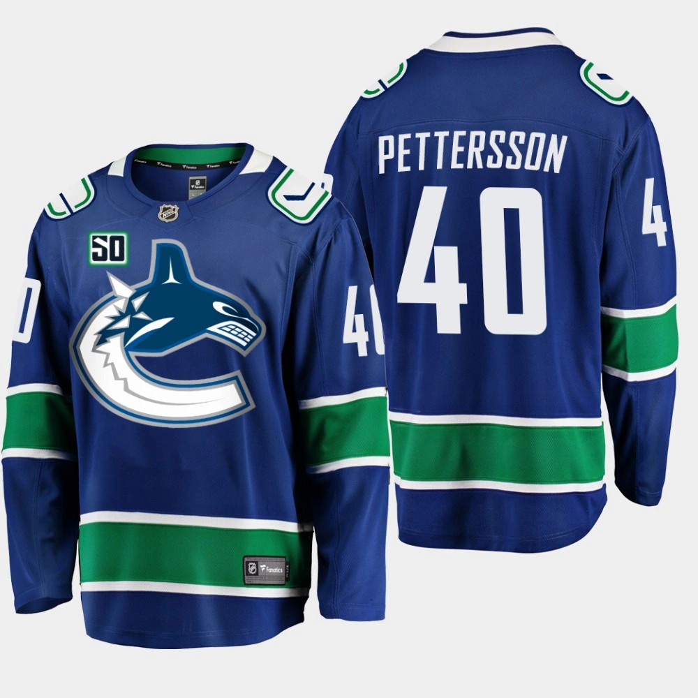 Women's Vancouver Canucks Elias Pettersson #40 Blue 50th Anniversary Home Player Jersey Women's Vancouver Canucks Elias Pettersson #40 Blue 50th Anniversary Home Player Jersey