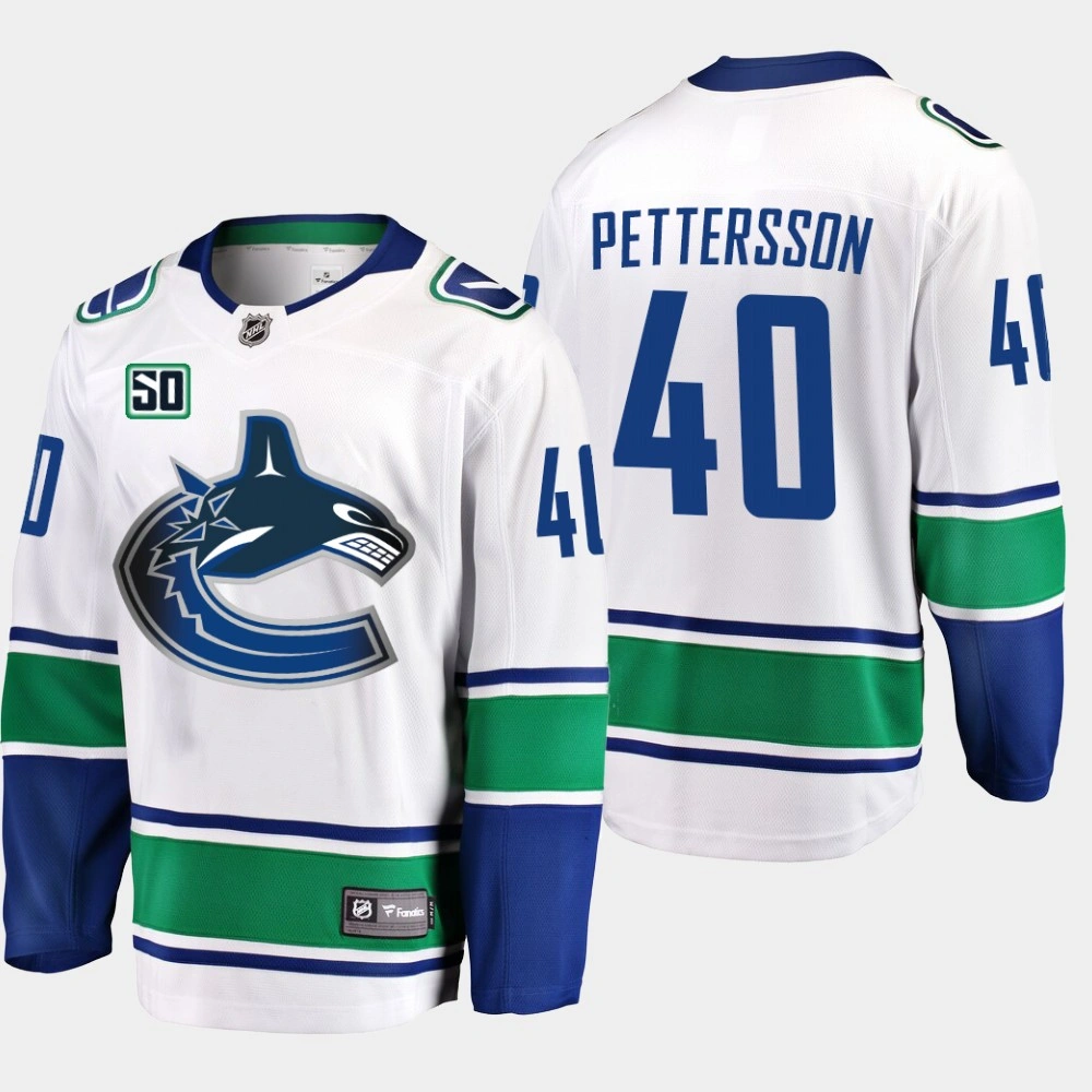 Women's Vancouver Canucks Elias Pettersson #40 50th Anniversary White Away Jersey Women's Vancouver Canucks Elias Pettersson #40 50th Anniversary White Away Jersey