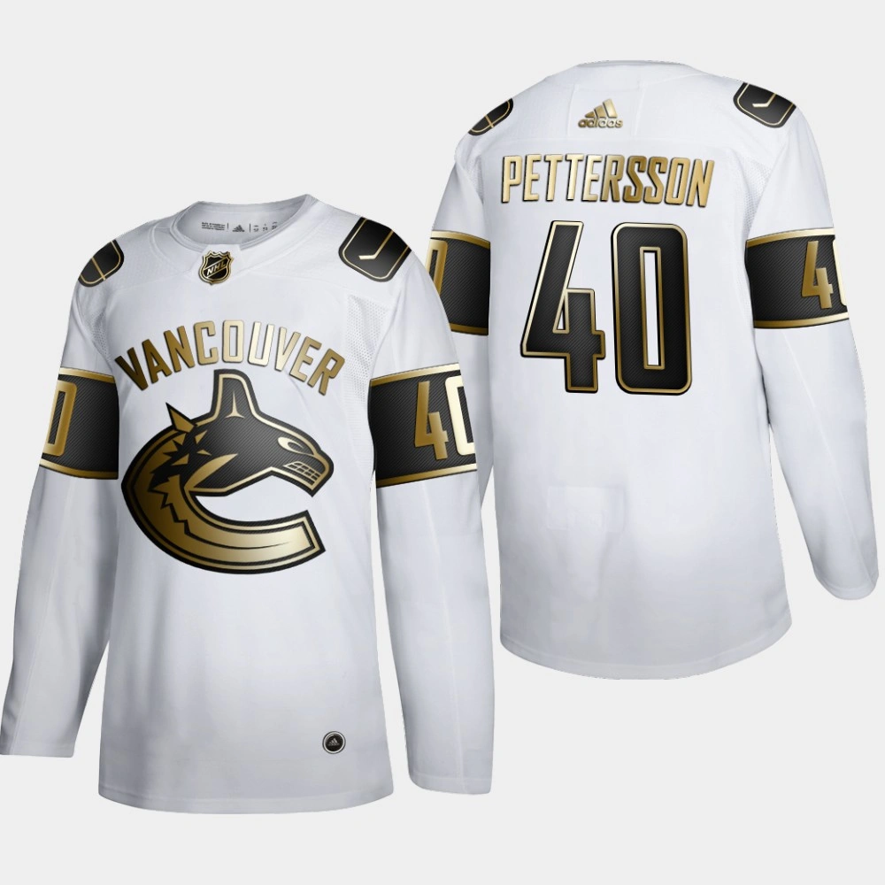 Youth Vancouver Canucks Elias Pettersson #40 NHL Golden Edition White Authentic Jersey