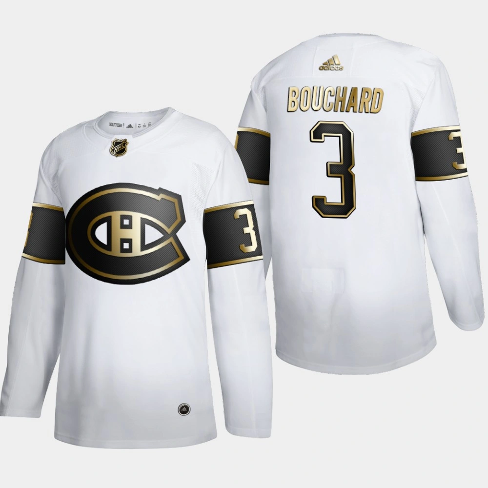 Women's Montreal Canadiens Emile Bouchard #3 NHL Golden Edition White Retired Authentic Jersey