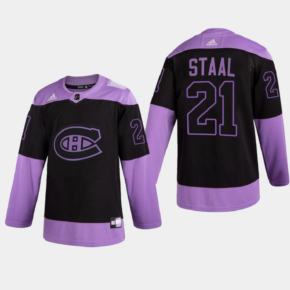 Women's Montreal Canadiens Eric Staal 2021 Hockey Fights Cancer Night Purple Jersey Women's Montreal Canadiens Eric Staal 2021 Hockey Fights Cancer Night Purple Jersey