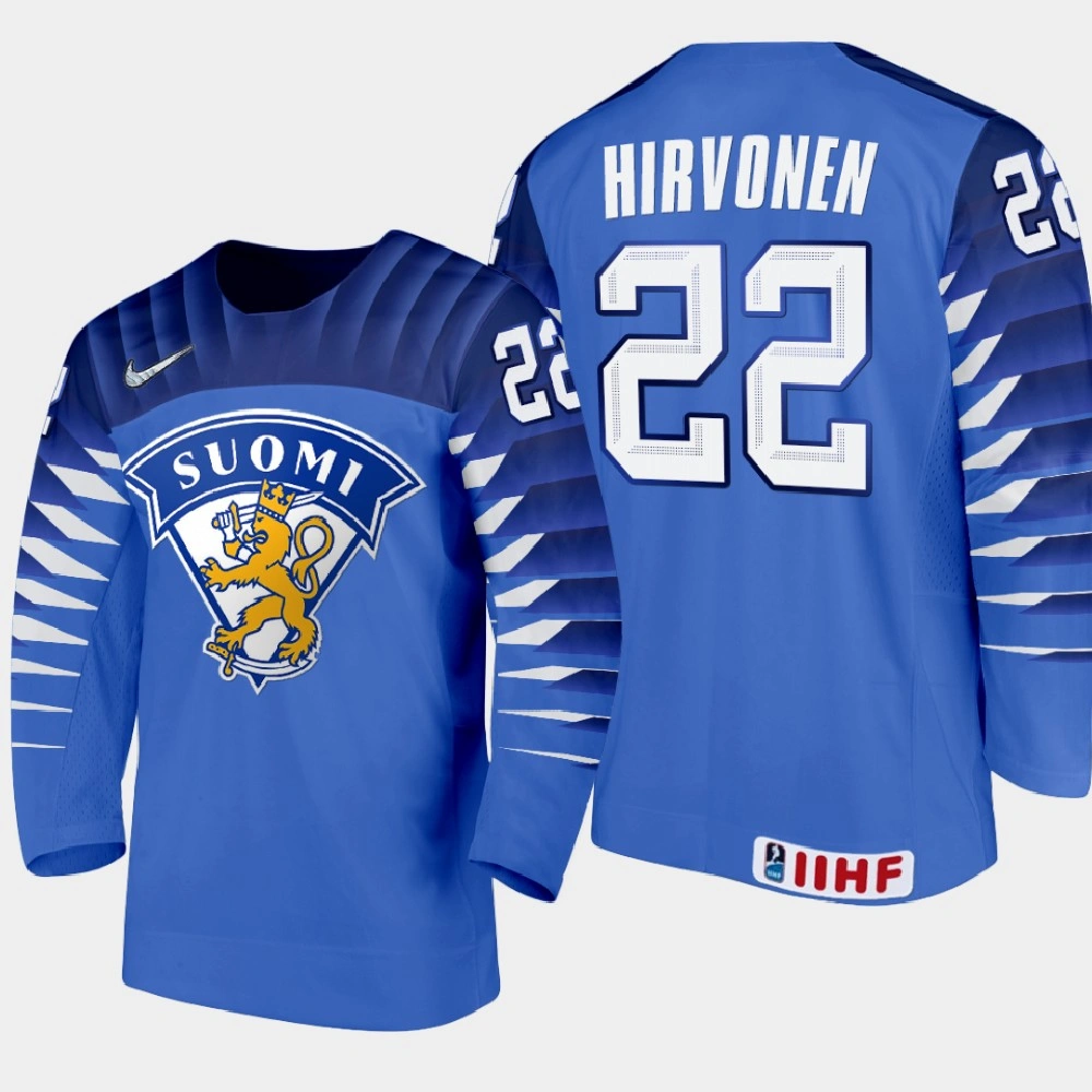 Women's Finland Team Roni Hirvonen #22 2021 IIHF World Junior Championship Away Blue Jersey Women's Finland Team Roni Hirvonen #22 2021 IIHF World Junior Championship Away Blue Jersey
