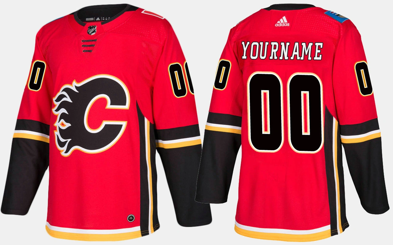 Calgary Flames #00 Custom Home Red Jersey